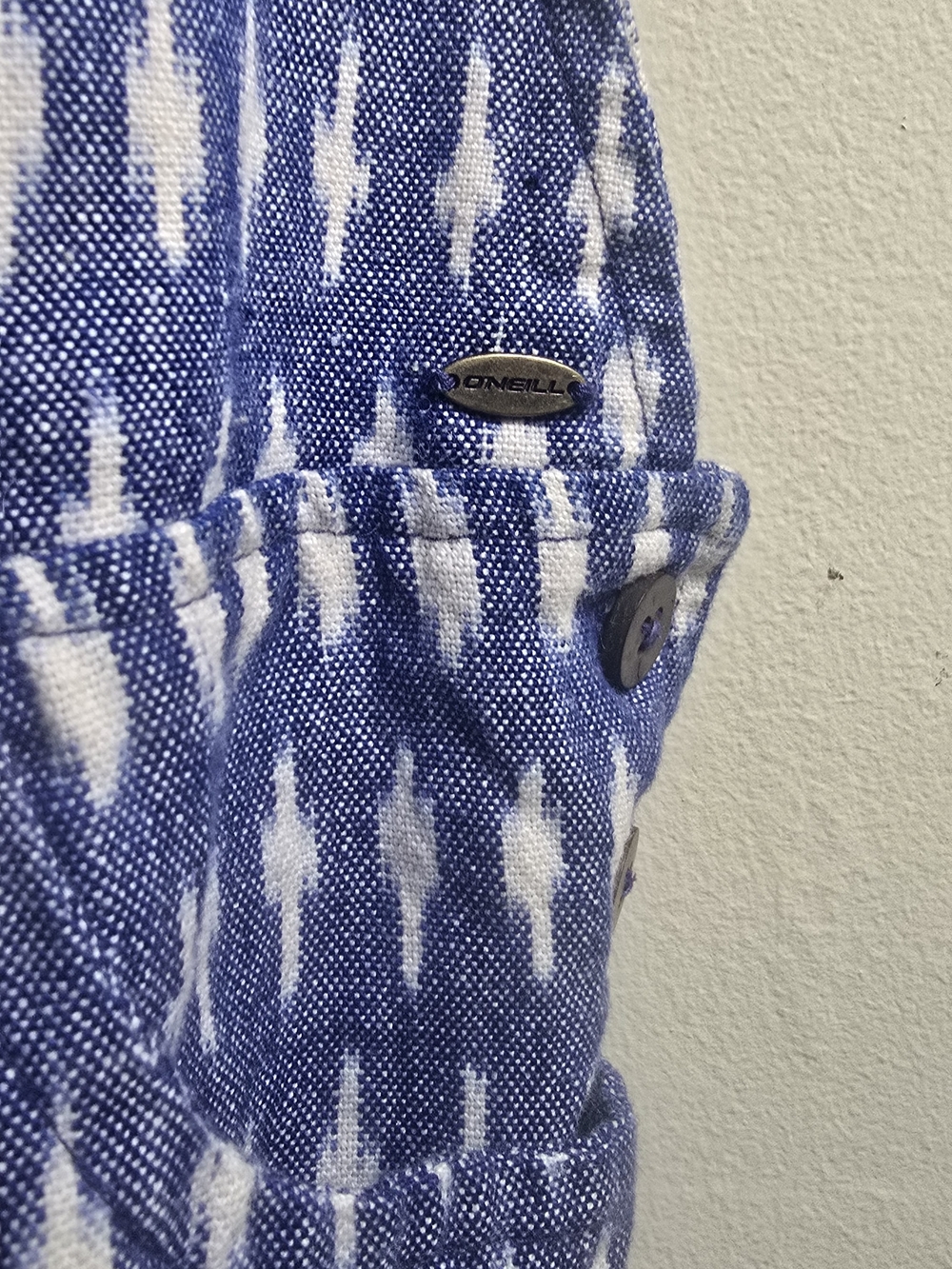 O'Neill Blue & White Patterned Short Overalls - Picture 2 of 4